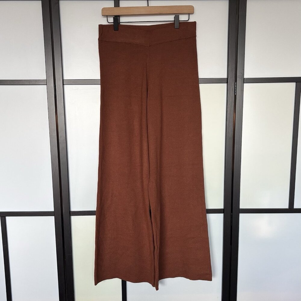 Cara Santana x Nine West Tan Wide Leg‎ Knit Pants Pull On Loungewear Size MED